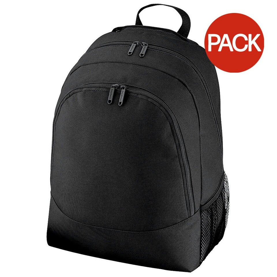 image 1 of Bagbase Universal Multipurpose Backpack / Rucksack / Bag (18 Litres) (Pack of 2) - Black - One Size