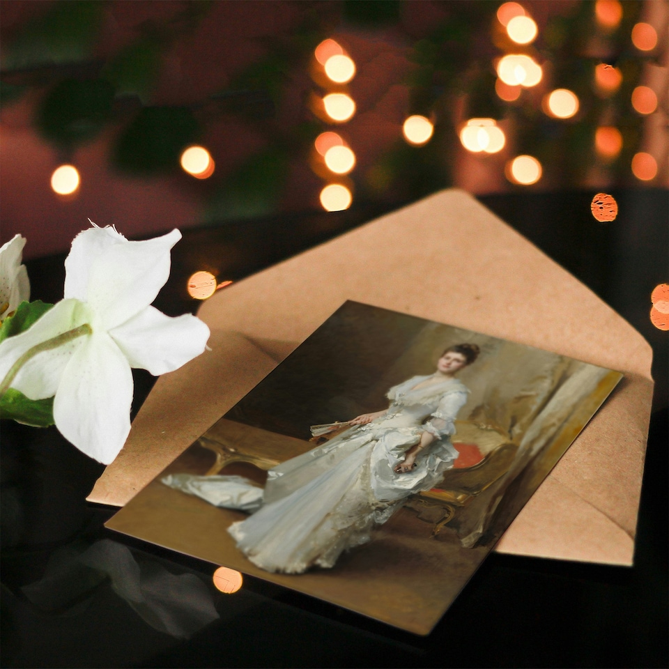 image 1 of John Singer Sargent Art Card Mrs Henry White Portrait