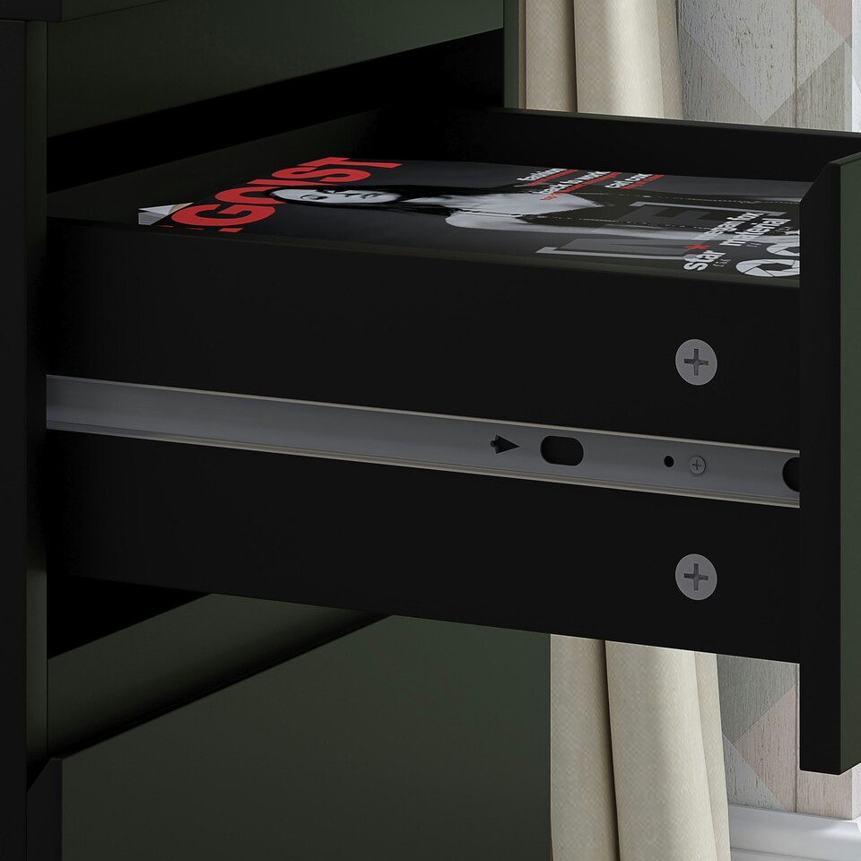 image 1 of FWStyle Stora 2 Drawer Bedside Cabinet - Matt Black