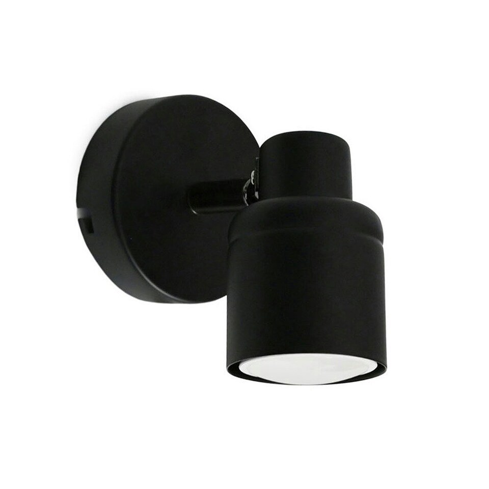 image 1 of ValueLights Benton Matte Black IP44 Adjustable Wall Light & Bulb Black