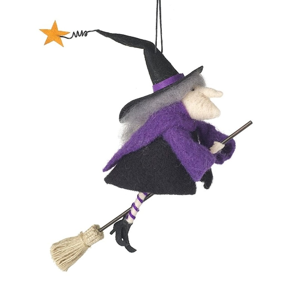 Heaven Sends Halloween Felt Witch on Broom Decoration