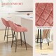 image 5 of HOMCOM Bar Stools Set of 2, Velvet-Touch Fabric Counter Height Bar Chairs, Kitchen Stools with Steel Legs for Dining Area, Kitchen Island Barstools, Pink