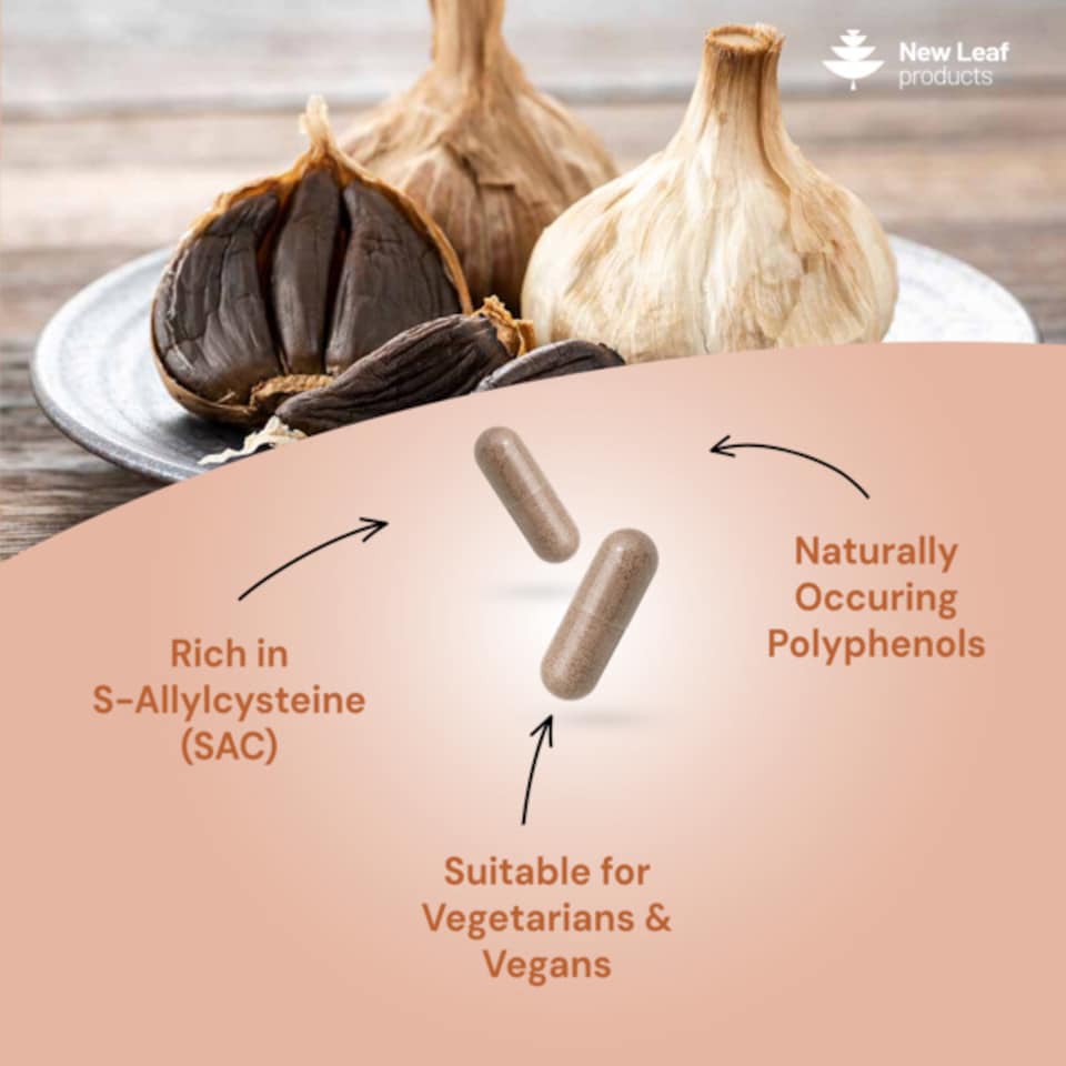 image 1 of Black Garlic Capsules + Naturally Occurring SAC & Polyphenols - 180 Vegan Capsules