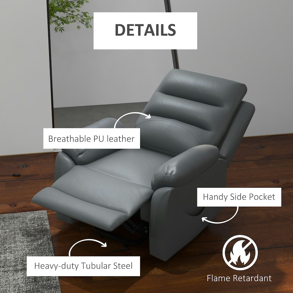 image 1 of HOMCOM Power Lift Recliner Chair Reclining Armchair for Living Room, Grey Grey