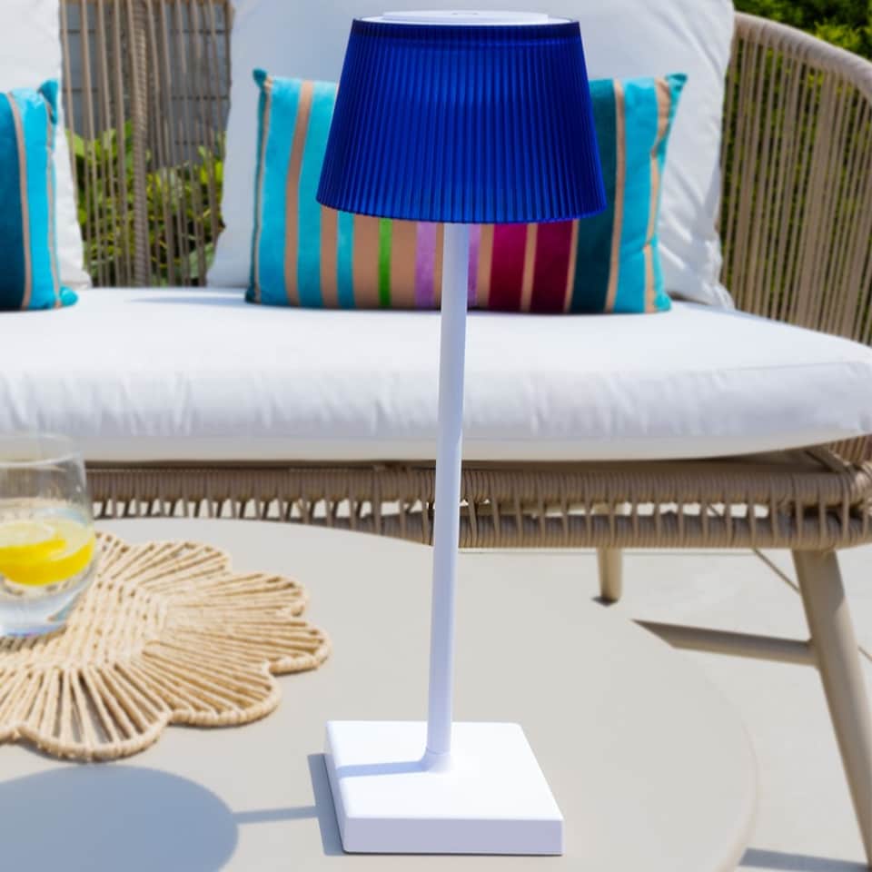 image 1 of Auraglow Rechargeable Cordless LED Table Lamp - CAPRI | Blue | White/Blue