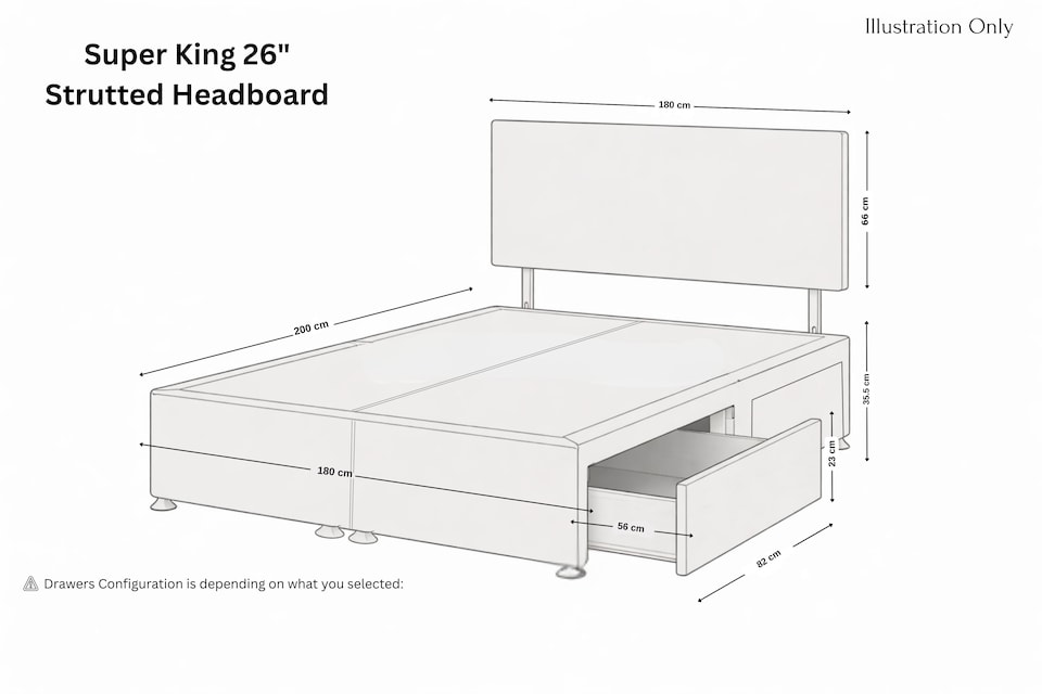 image 1 of Sloomy Alabama Sand Naples Divan Bed Base 2 Drawers Foot-End With 26 Inch Strutted Headboard | Cream | Sand | Super King | 1