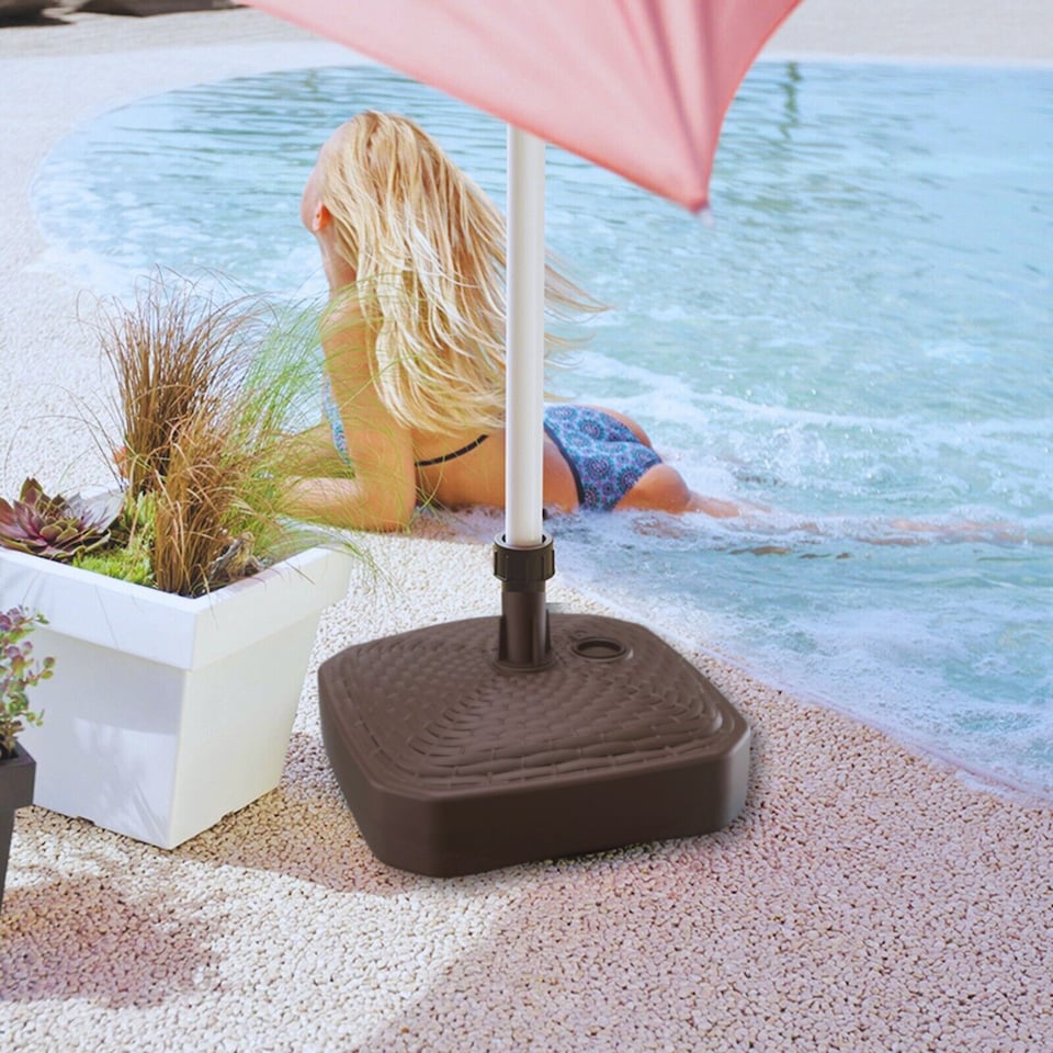 image 1 of Square Umbrella Rattan Parasol Base | Brown | 1