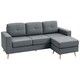 image 1 of HOMCOM 3-Seater L-Shaped Linen Sofa w/ Sponge Seat Back Cushions, Dark Grey 