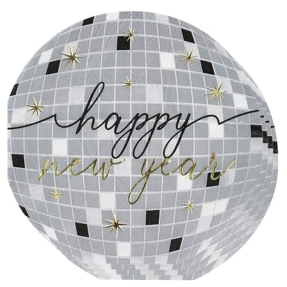 New Year's Eve Disco Ball Shaped Foil Luncheon Napkins 33cm 2 Ply - Pack of 16