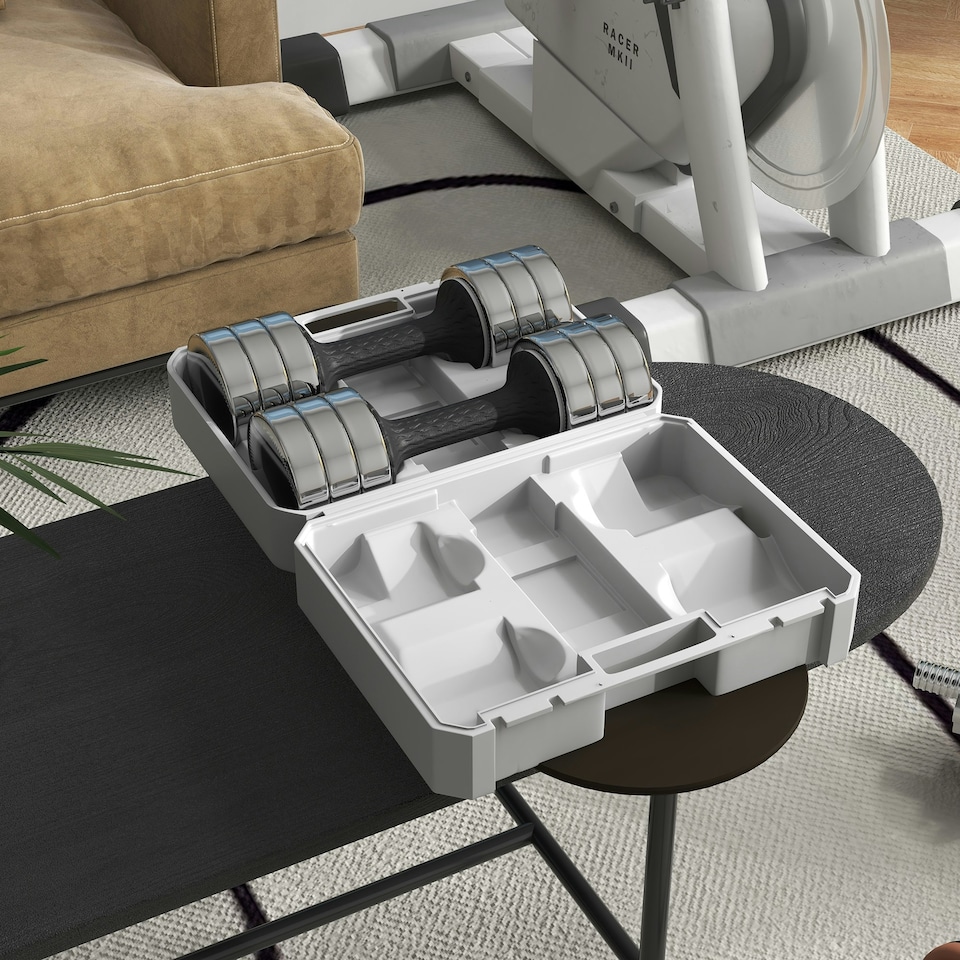 image 1 of SPORTNOW Adjustable Dumbbells Weights Set with Storage Box, 10kg x 2