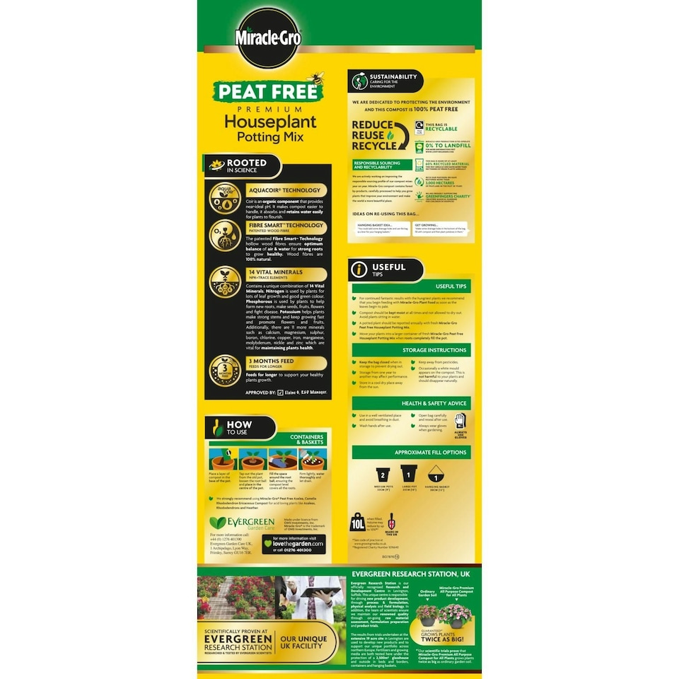 image 1 of Miracle-Gro Peat Free Houseplant Potting Mix - 10L