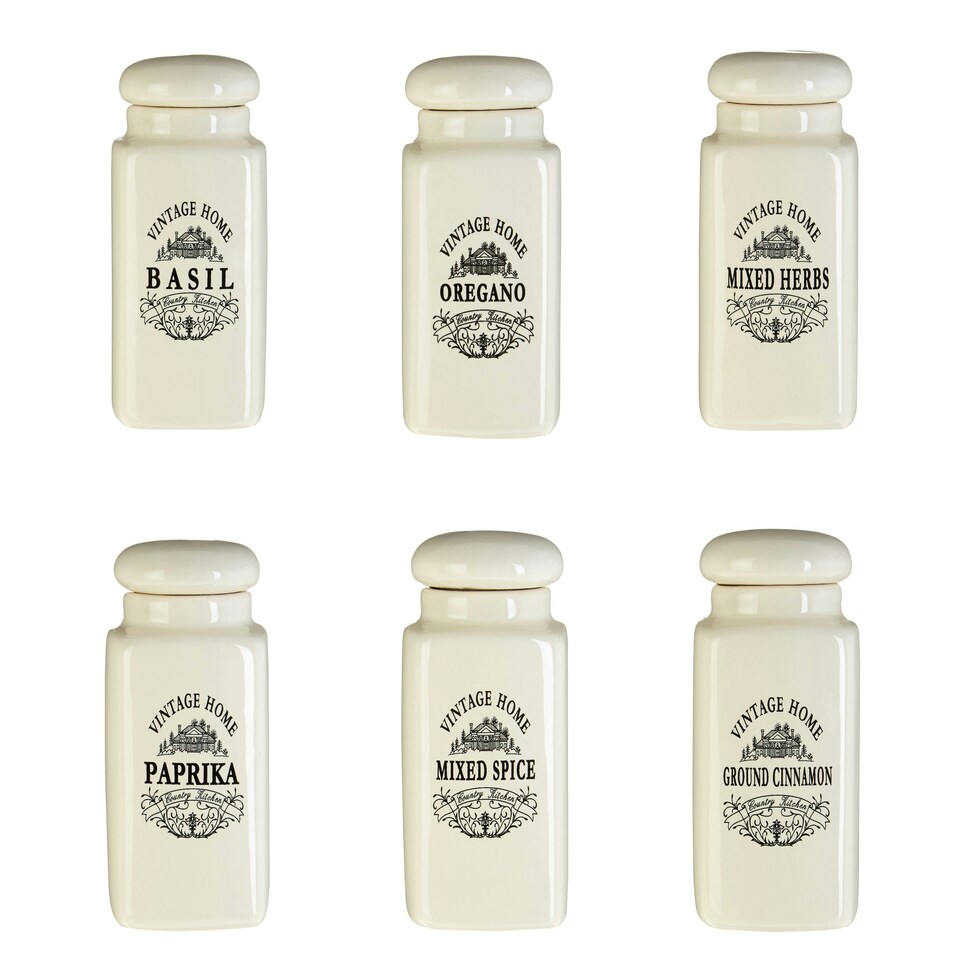 image 1 of Maison by Premier Vintage Home Set of Six Cream Spice Jars