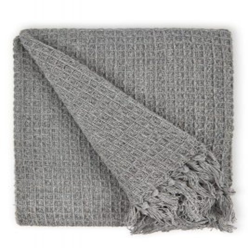 image 1 of Waffle Collection Recycled Cotton Throw in Silver (50" x 60")