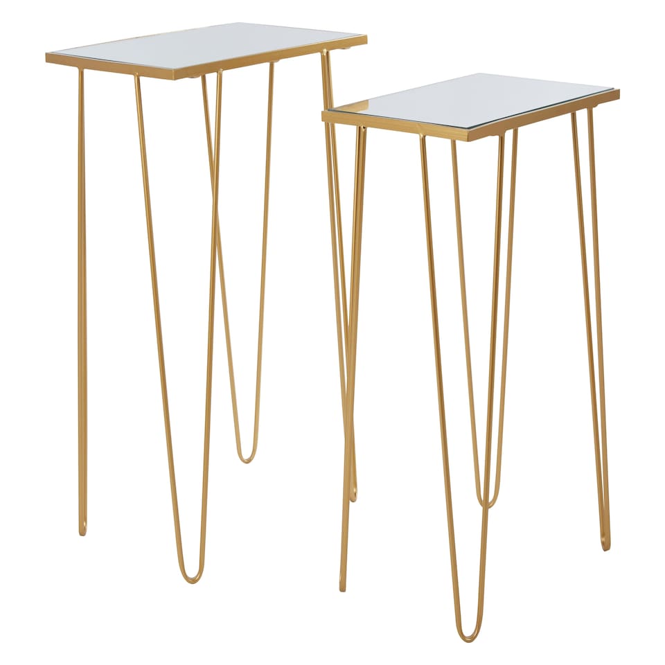 image 1 of Set Of 2 Rectangular Side Tables,Luxe Small Tables,Accent Tables,Metallic Bedside Tables,Decorative Tables Gold