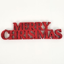 Red Merry Christmas Glitter Sign Decoration Table Centrepiece 32cm