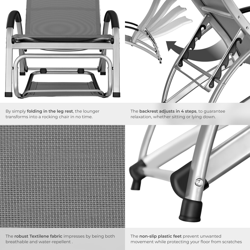 image 1 of Sun Lounger Avignon - 2 in 1 functions, adjustable backrest | Grey | anthracite | 1