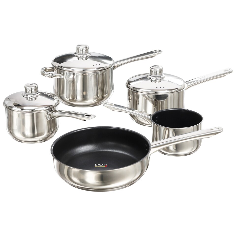 image 1 of Buckingham 5pc Stainless Cookware Set Non-Stick Induction Fry & Saucepans