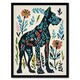 image 1 of Great Dane Dog Lover Floral Folk Art Pattern Black Framed Wall Art Print A4