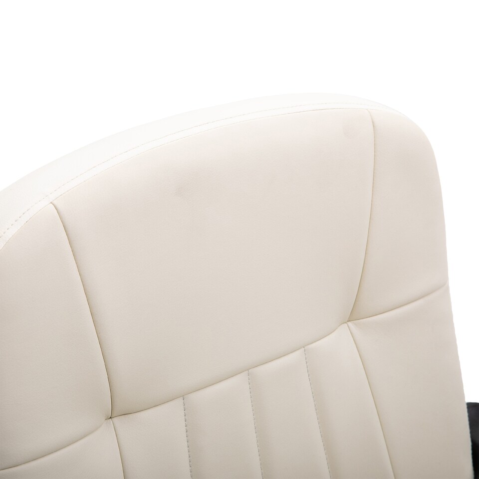 image 1 of HOMCOM Desk Chair, PU Leather Computer Office Chair with Adjustable Height, Swivel Wheels for Home Work Study, Cream White