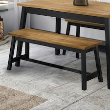 Core Products Corona Black, Live Edge Large Dining Bench H45.5cm x W122.5cm x L31.5cm Black