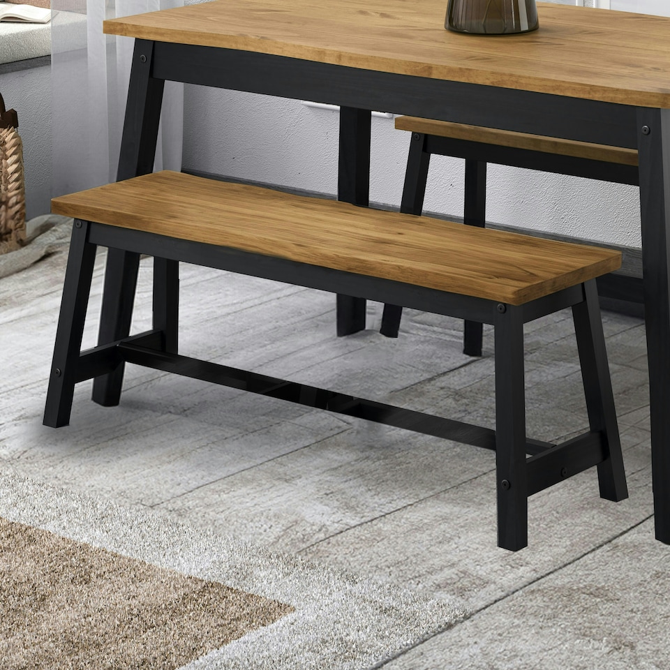 image 1 of Core Products Corona Black, Live Edge Large Dining Bench H45.5cm x W122.5cm x L31.5cm Black