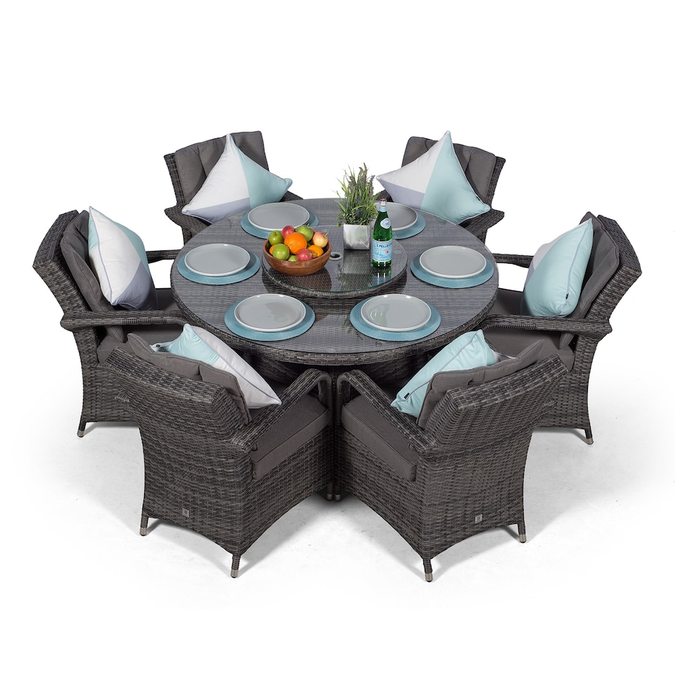 image 1 of Arizona Round 6 Seater Rattan Patio Dining Set | Grey | Grey