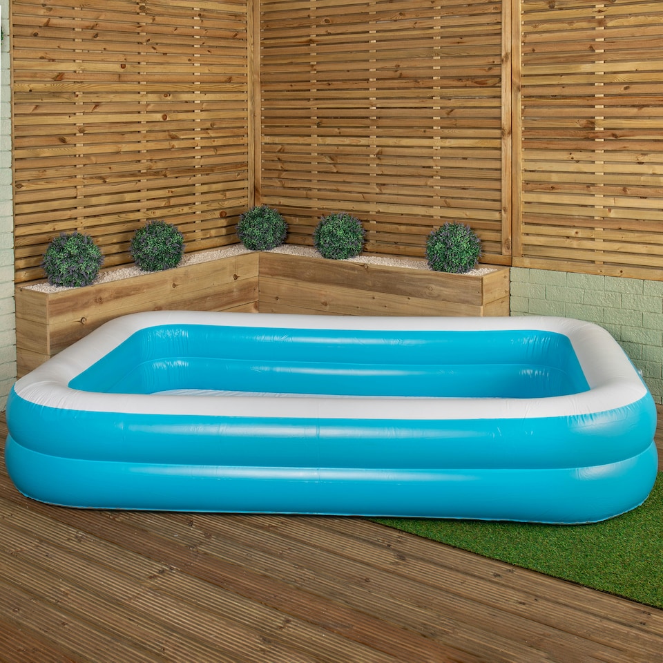 image 1 of 2.6m x 1.7m Jumbo Rectangular Inflatable Garden Paddling Water Pool