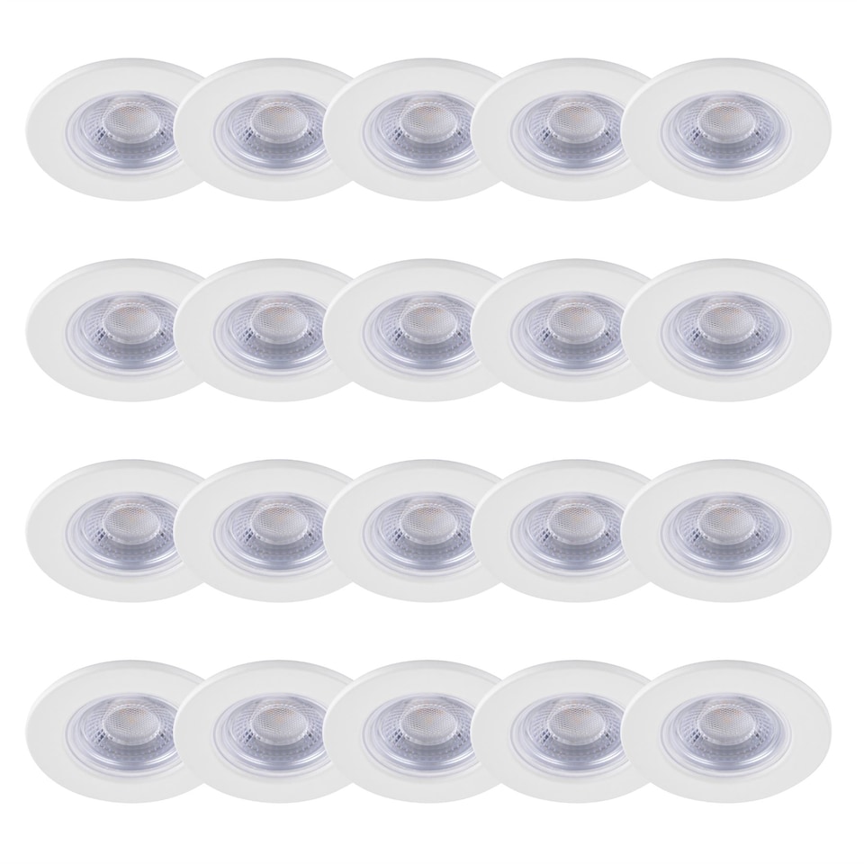 image 1 of Set of 20 Matt White Fire Rated 6W LED 3000K Recessed Downlights