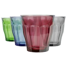 Duralex 4pc Picardie Glass Tumbler Set - 250ml - Multicolour | Multi | Multicolour