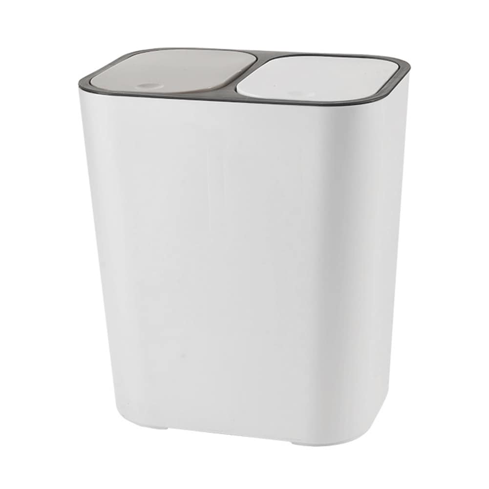 Living and Home 15L Double Recycling Rubbish Bin, White | White | 1