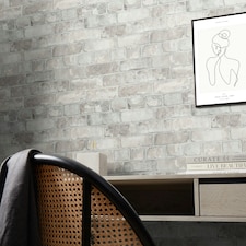 Downtown Brick Wallpaper in Blush Multi