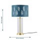 image 8 of Aura - Satin Brass Table Lamp with Teal Fern Cut Out Silver Shade