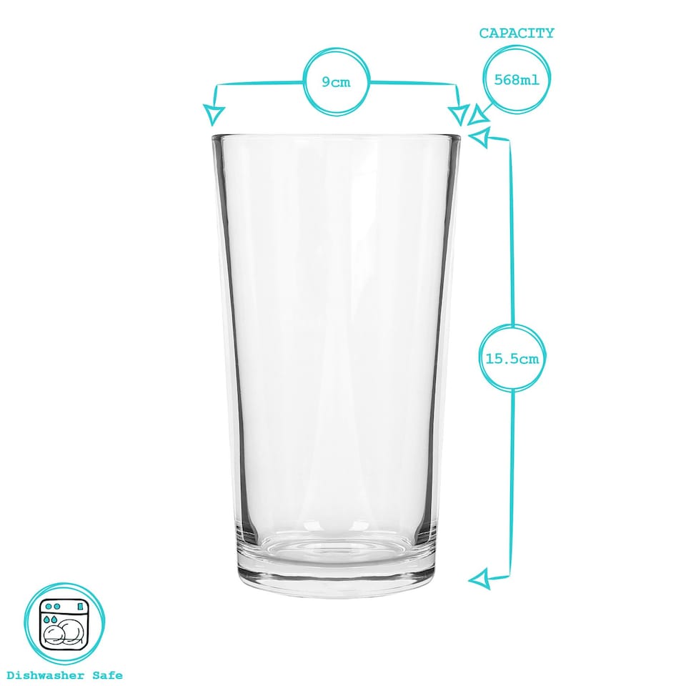 image 1 of Argon Tableware Conical Pint Beer Glasses - 568ml (20oz) - Pack of 24