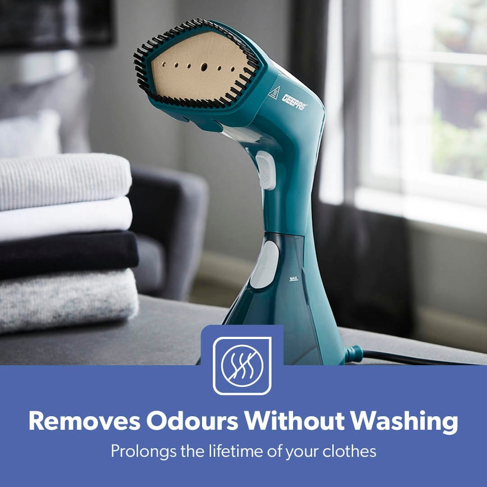 image 1 of GEEPAS  2-in-1 Travel Garment Steamer & Steam Iron, Green