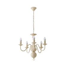 ValueLights Gothica Flemish Style 5 Way Ceiling Light Distressed White | Chrome