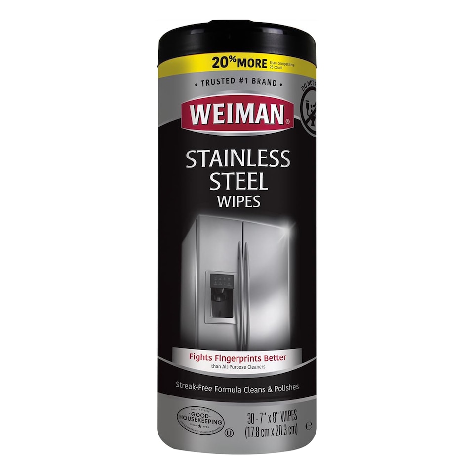 image 1 of Weiman Stainless Steel Wipes Surface Cleaning Streak-Free Shine 2 Pack