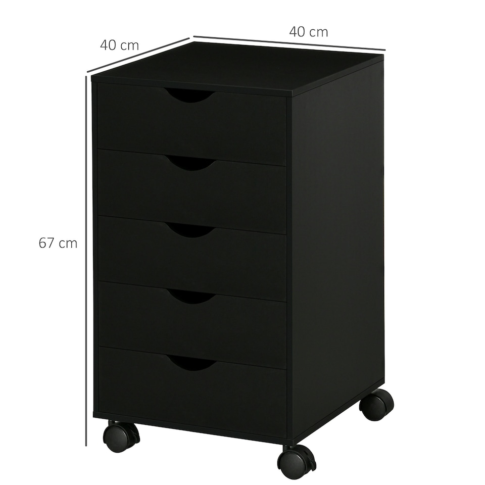 image 1 of HOMCOM Mobile Vertical Filing Cabinet with 5 Drawers for Home Office, Black