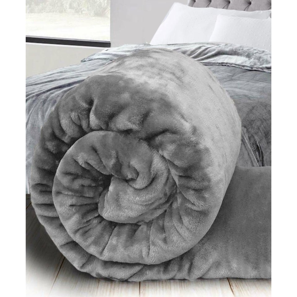 image 1 of Ezysleep Faux Mink Super Soft Throw Plush Luxury Blanket Cozy Home Decor | Grey | Silver