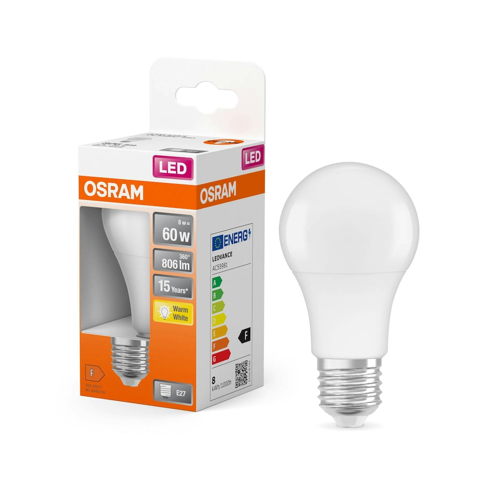 image 1 of Osram LED Star Classic Light Bulb A60 for E27 Socket 6 Pack