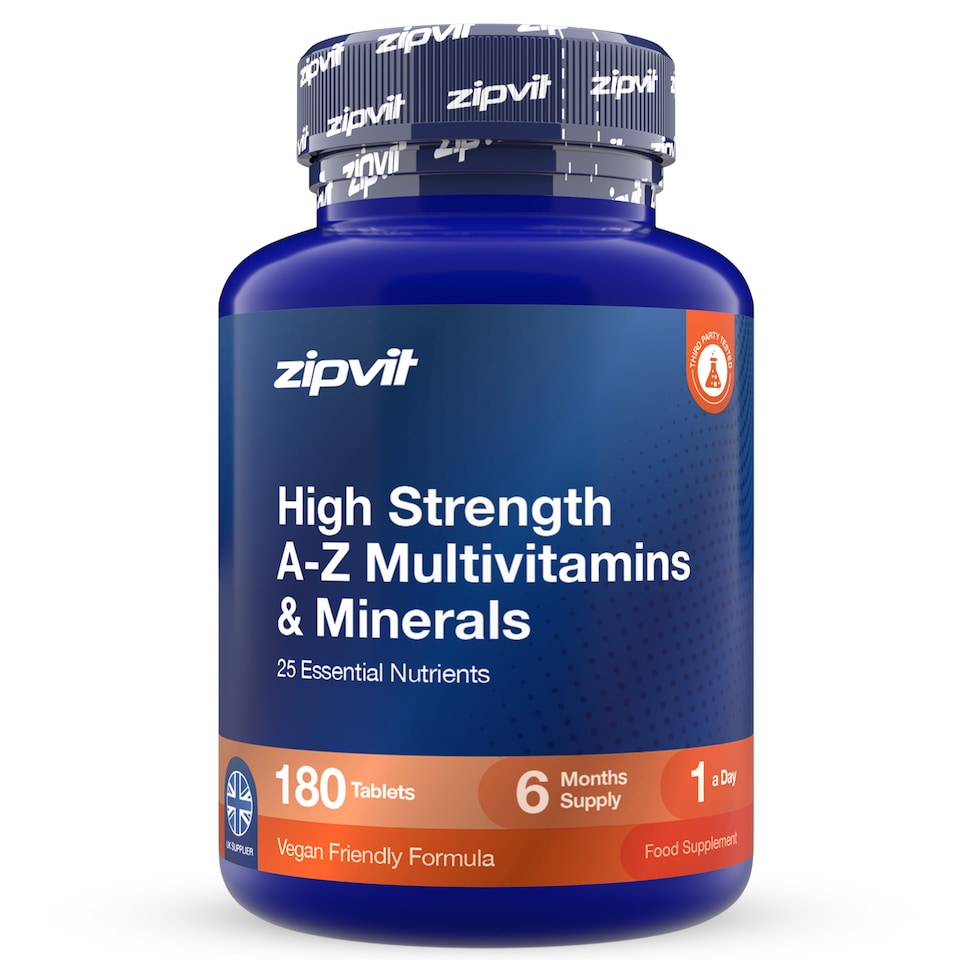 image 1 of Zipvit A-Z Multivitamin, Immune, Energy & Bone Support, 25 Essential Nutrients, 180 Vegan Tablets, 6-Month Supply