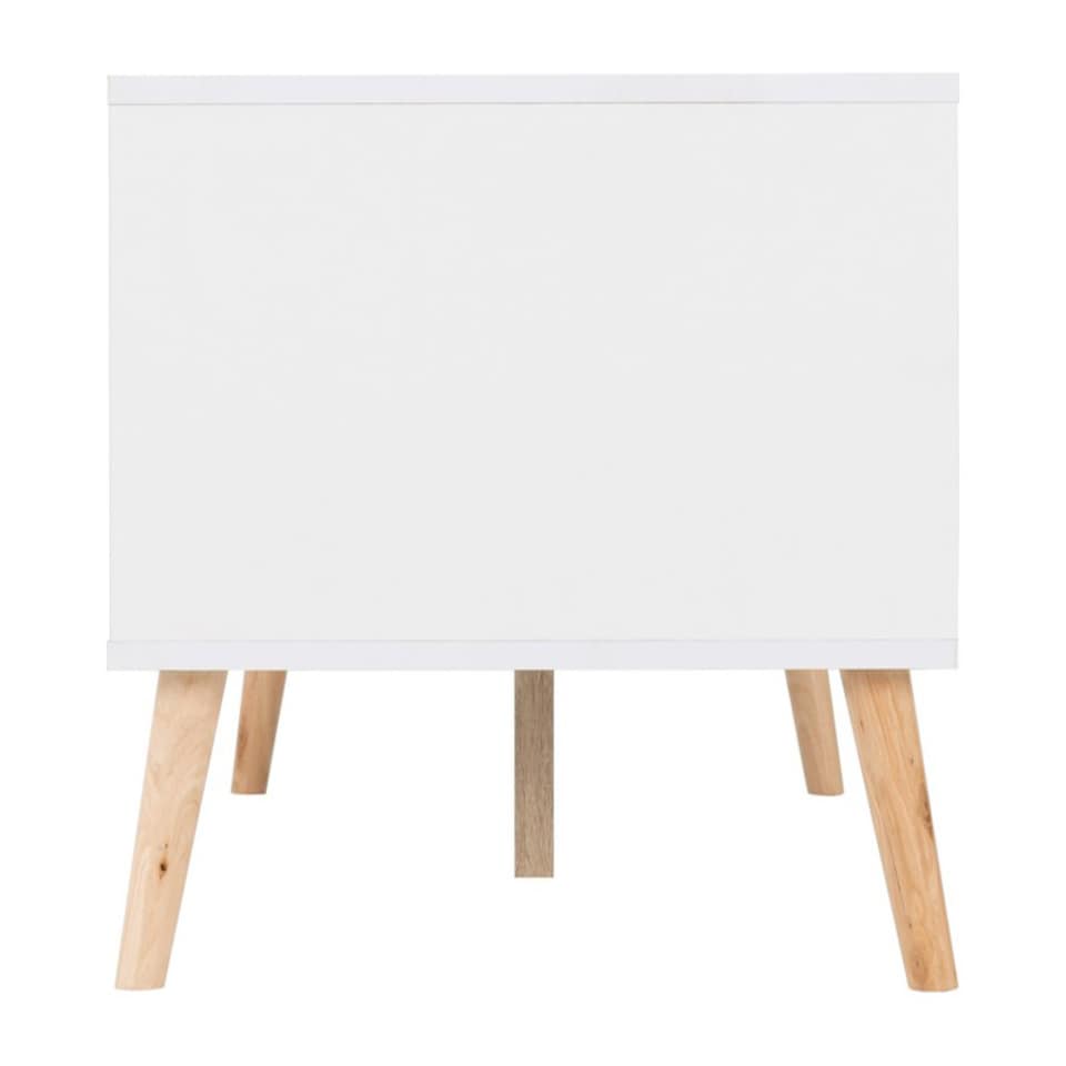 image 1 of Nordic 2 Drawer Coffee Table - L55 x W110 x H49 cm - White - Distressed Effect | White