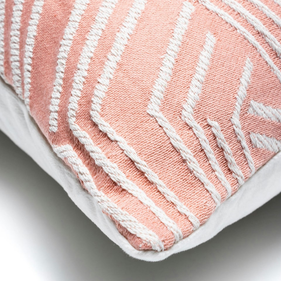 image 1 of BHS Luxury Chevron Cushion with Velvet, Pink
