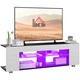 image 1 of HOMCOM TV Stand Cabinet, 145cm Modern TV Unit with Glass Shelves, RGB LED Light for Living Room, Entertainment Unit for 32 40 43 50 52 55 60 inch 4k TV, White
