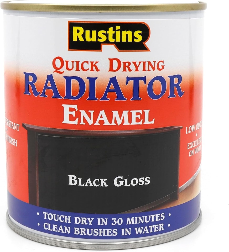 image 1 of Rustins Quick Drying Radiator Enamel Gloss - Black 500ml | Black | 500ml | 1