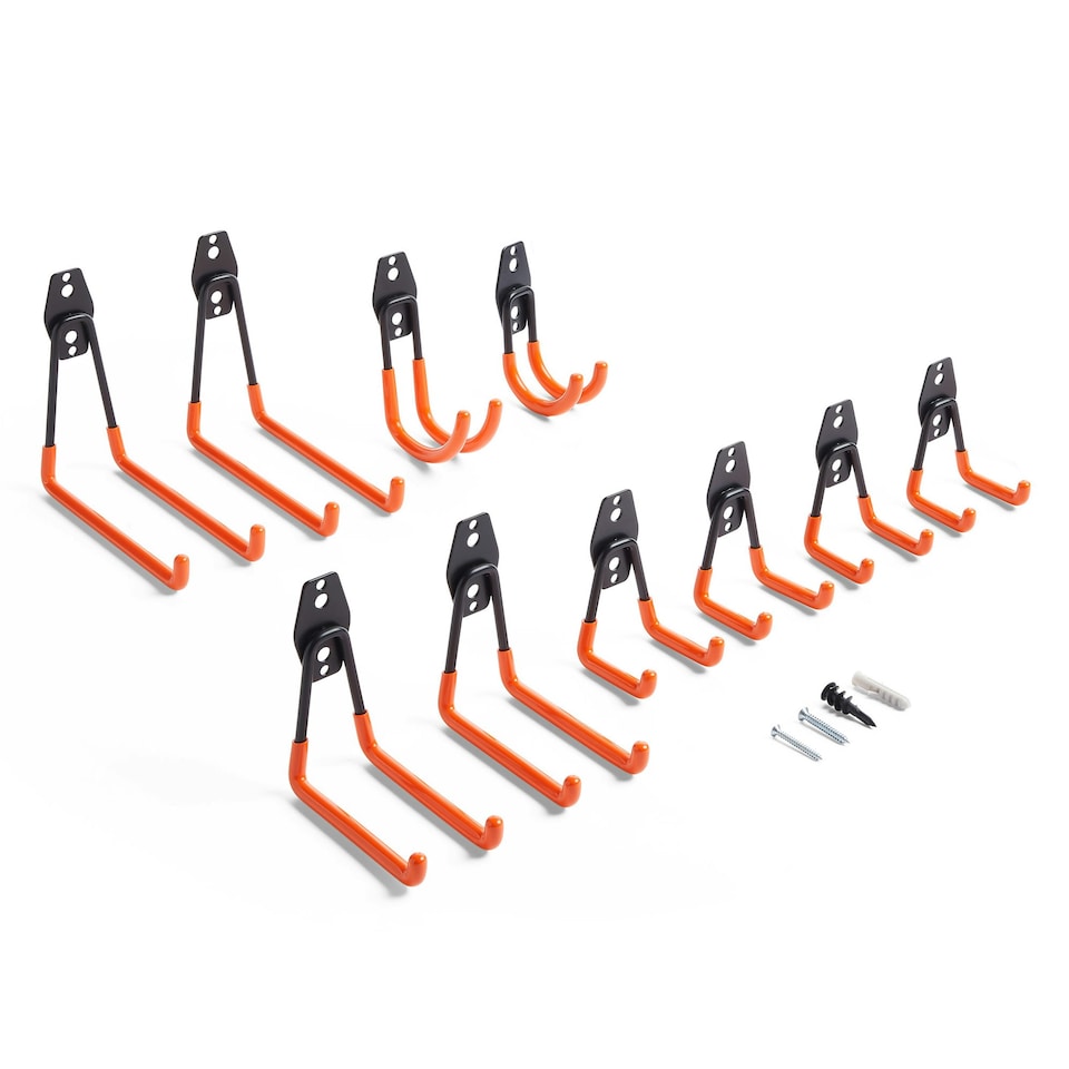 image 1 of VonHaus 10 Wall Mounted Tool Garage Hooks for Shed Storage