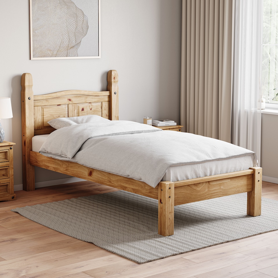 image 1 of Vida Designs Corona 3ft Single Bed Solid Pine Wood Frame, Low Foot End, 90 x 190cm
