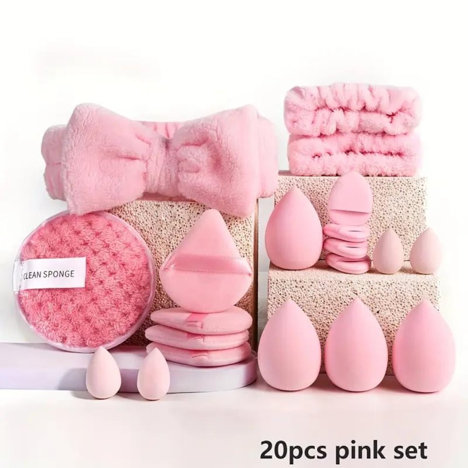 image 1 of Pink 40pc Makeup Kit - Complete Set with Soft Brushes Beauty Blender & More | Pink | 40