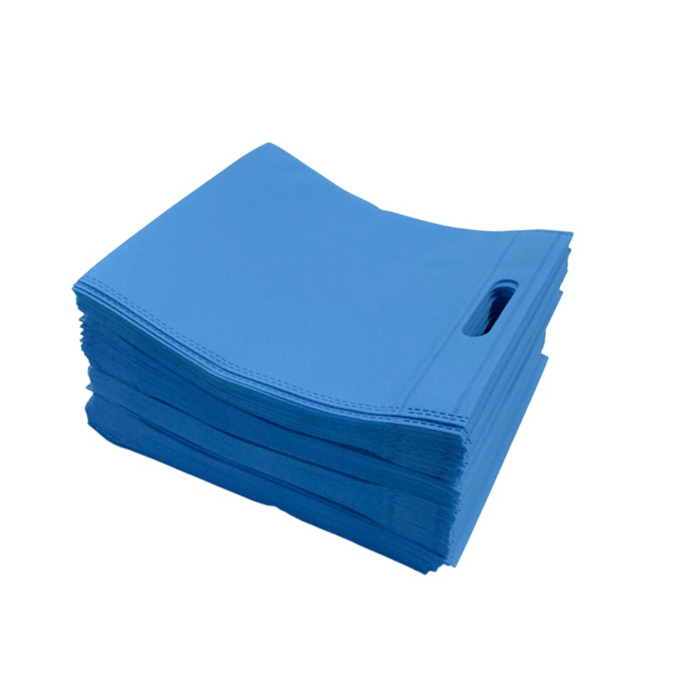 image 1 of Pack of 25 Light Blue Coloured 30x25cm Non-Woven Patch Handle Bags | Blue