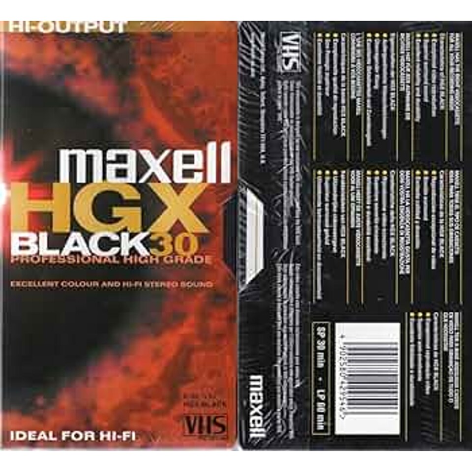 Maxell HGXB-30 Vhs Blank Tape  in Black
