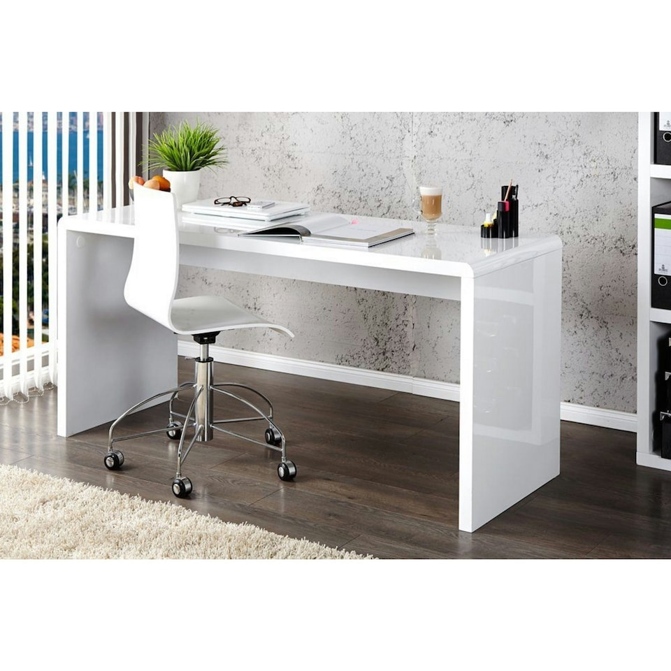 image 1 of Furniturebox Enzo White High Gloss Computer Office Desk